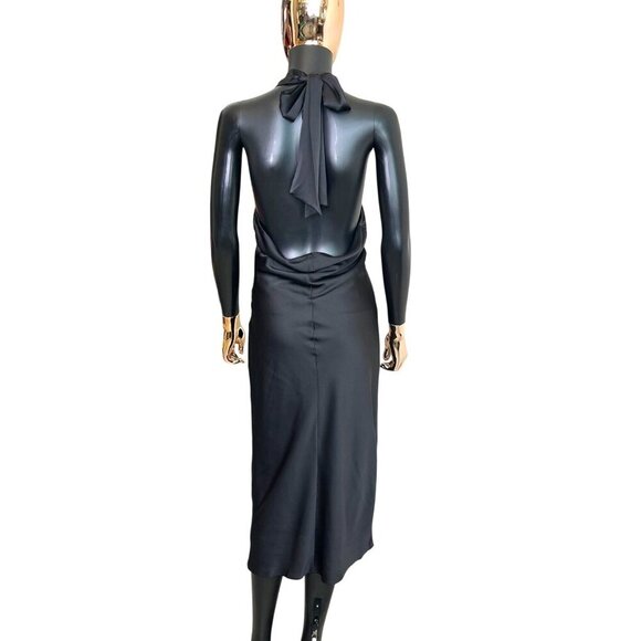 ✨ Express Black Sateen Halter Midi Cocktail Dress – NWT – Size Small - Picture 3 of 11